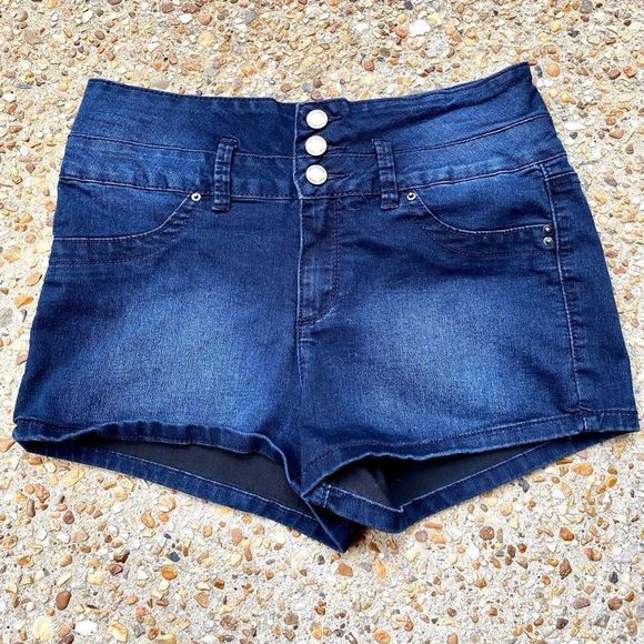 YMI High Rise Dark Wash Denim Jean Shorts 5 - Picture 1 of 10
